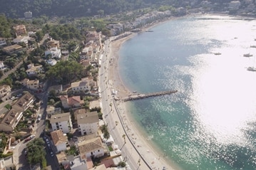 Aerial view of Port Soller on sunny day