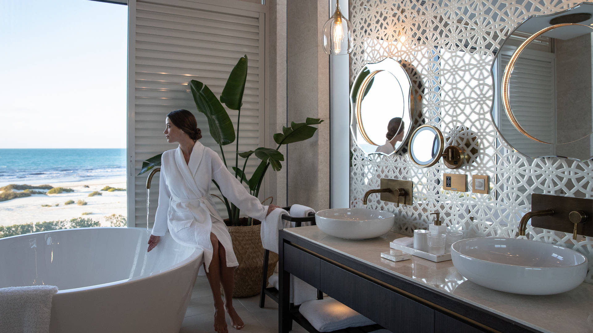 Bathroom view from villa at Jumeirah at Saadiyat Island Resort