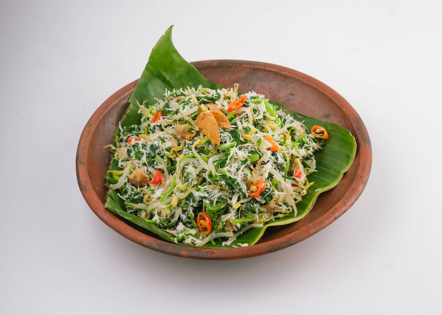 A bowl of Sayur Urab, a popular Balinese vegetable dish