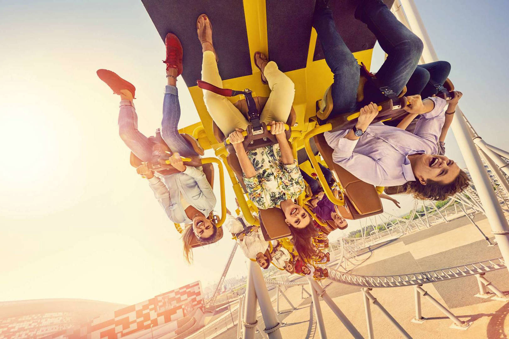 Family on rollercoaster at Yas Land Abu Dhabi
