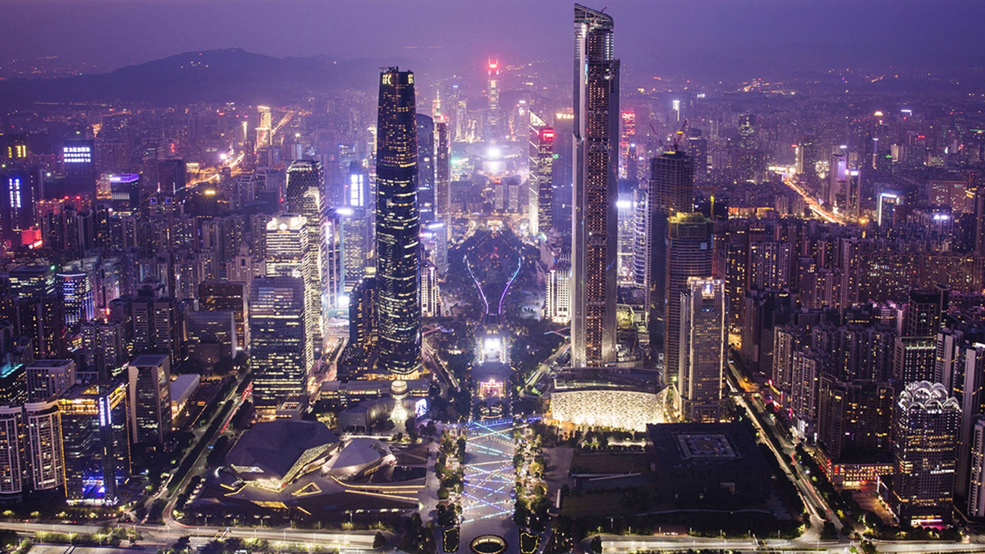 Guangzhou cityscape birds eye view
