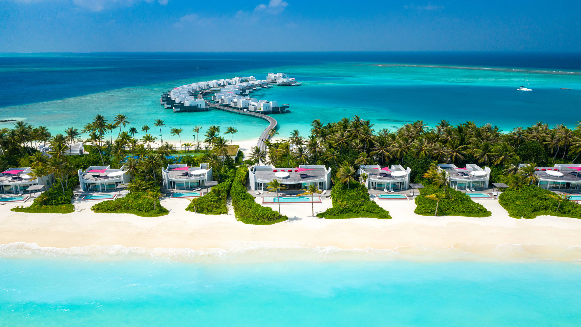 Individual beach villas at Jumeirah Maldives Olhahali Island