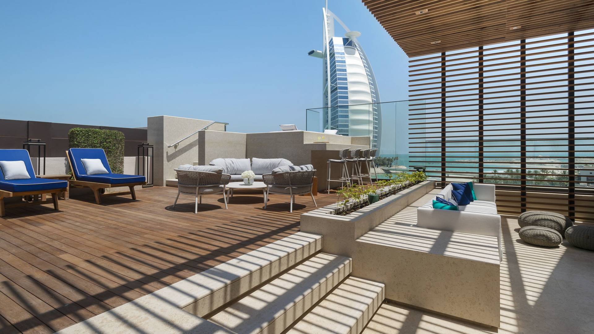 Views of Burj Al Arab from the Royal Penthouse at Jumeirah Al Naseem