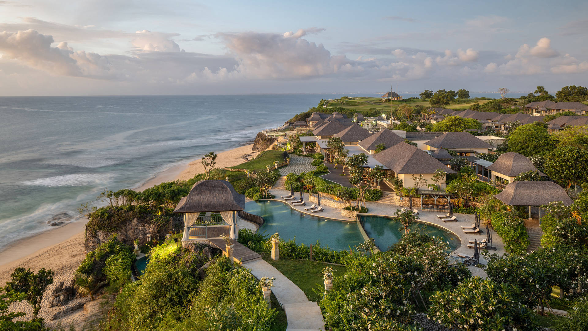 View of the beach front resort at Jumeirah Bali