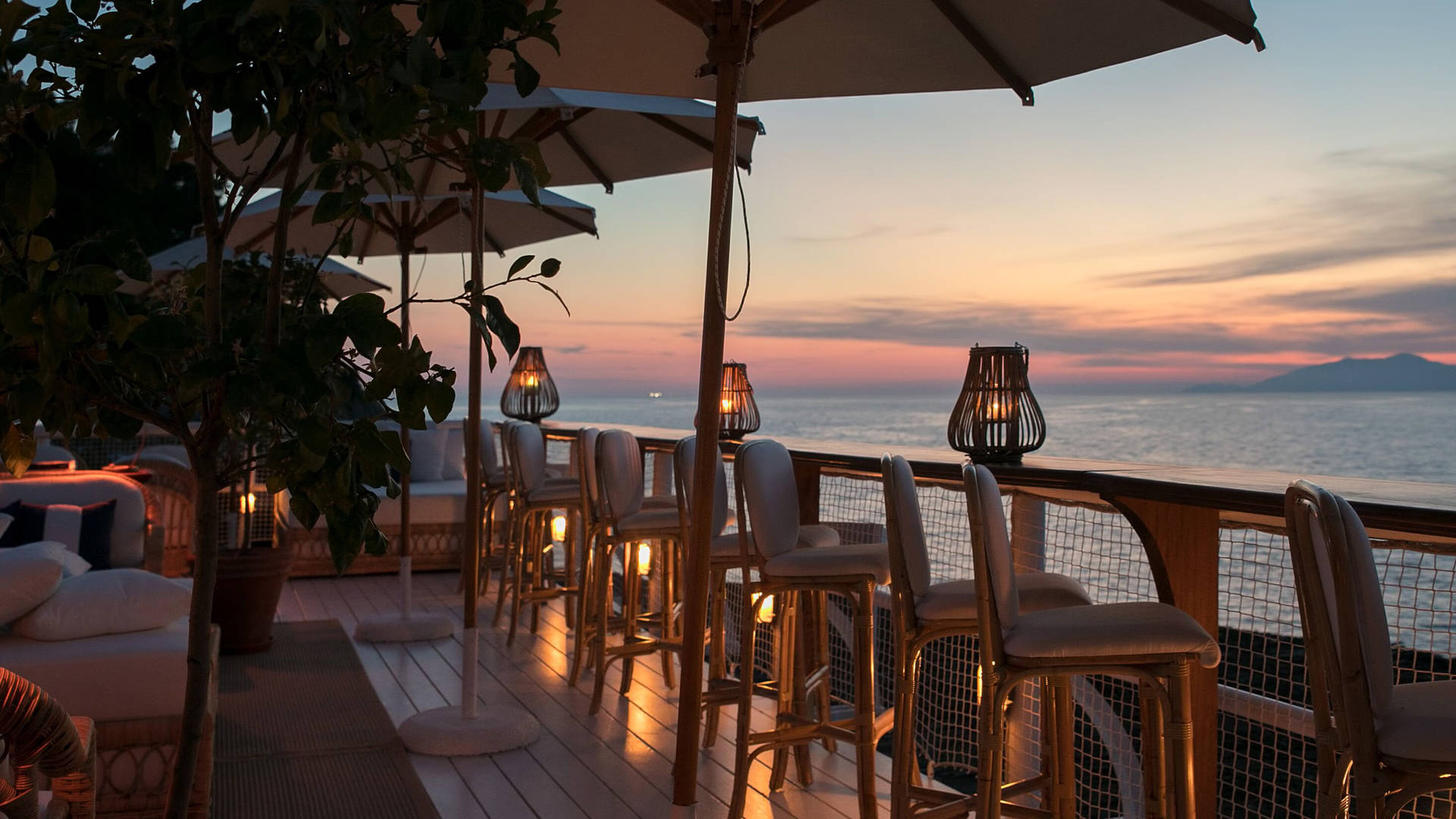 Sunset over the mediterranean sea at the Capri Palace Jumeirah
