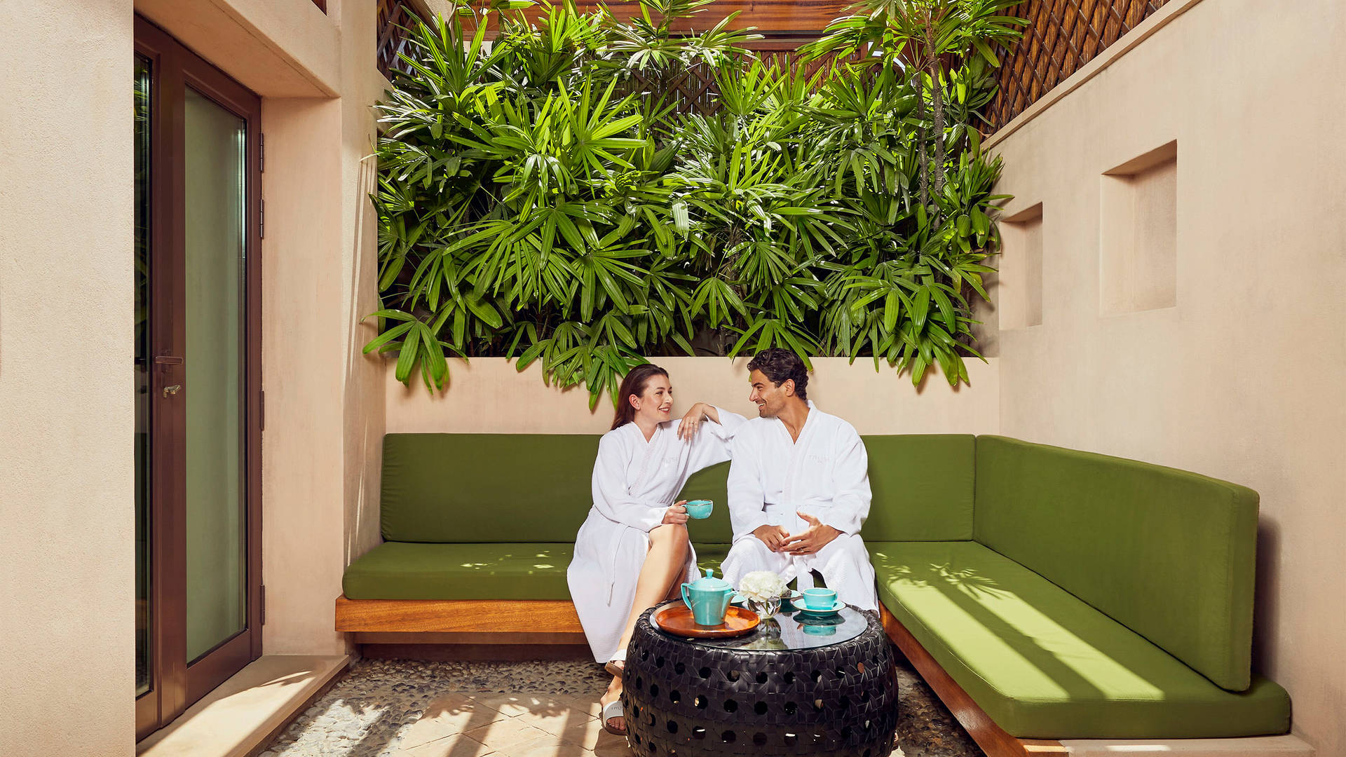 Couple enjoying tea at Talise Spa Madinat Jumeirah