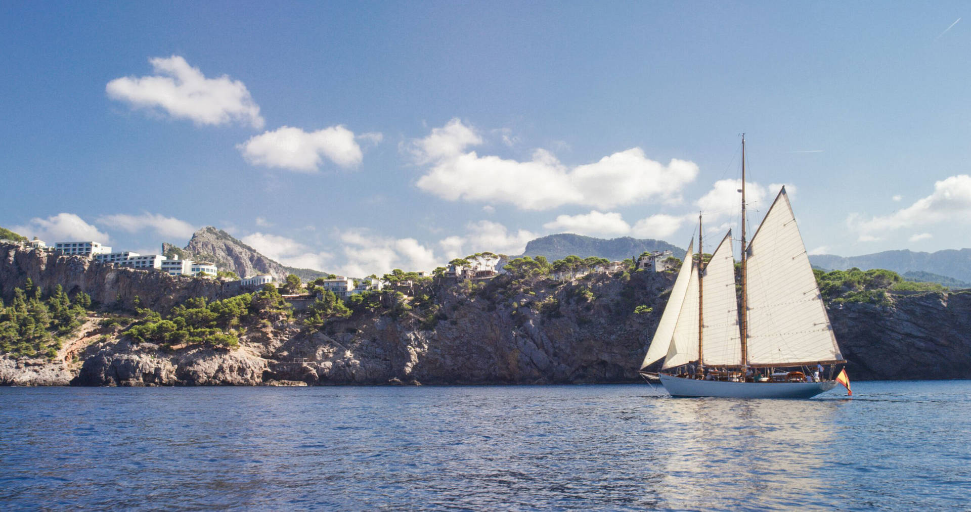 A big sailing boat off the coast of Port Soller