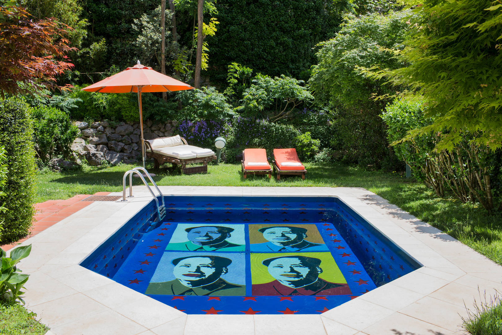 A private pool with an iconic Warhol painting