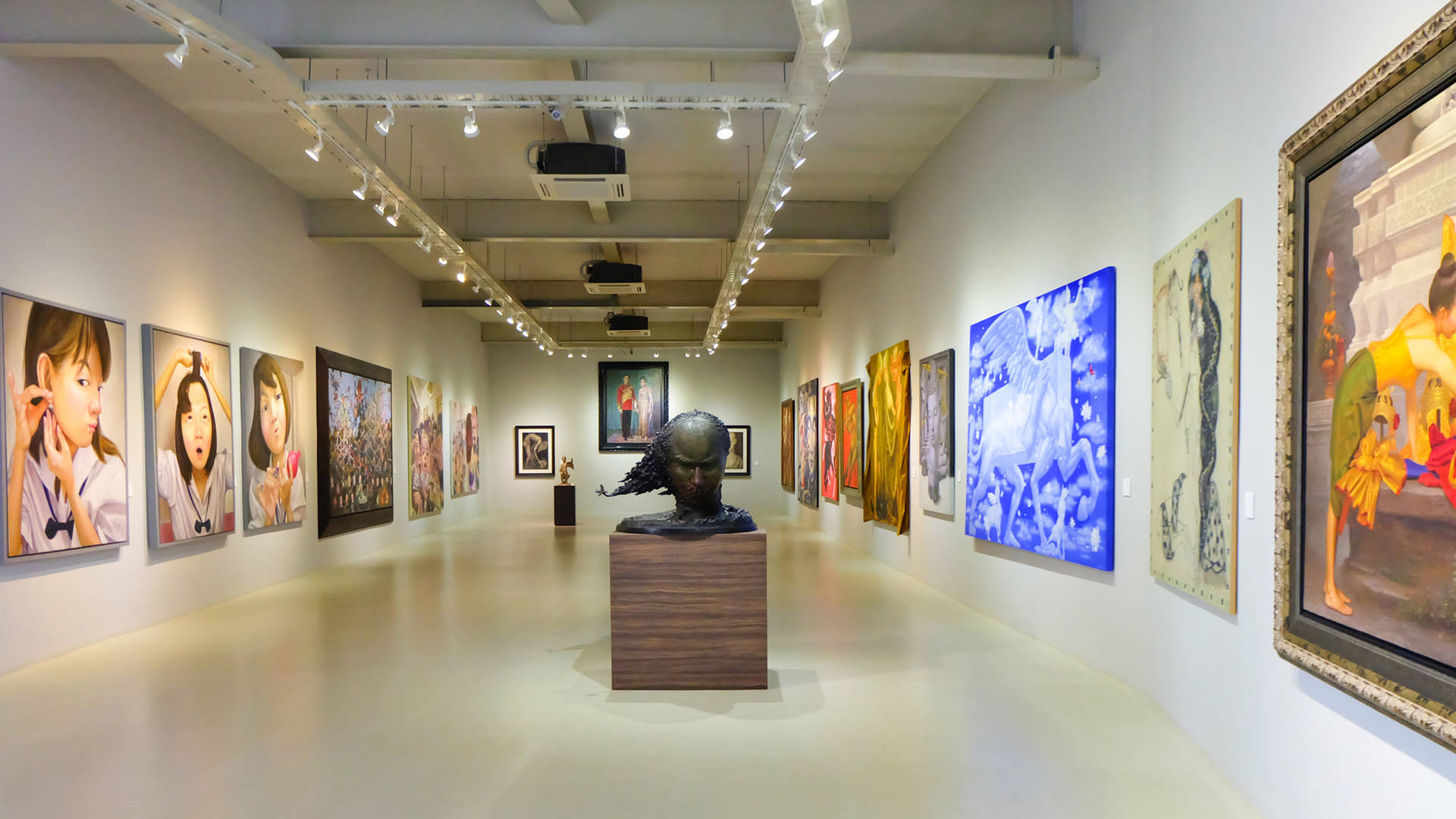 The interior of a modern art gallery