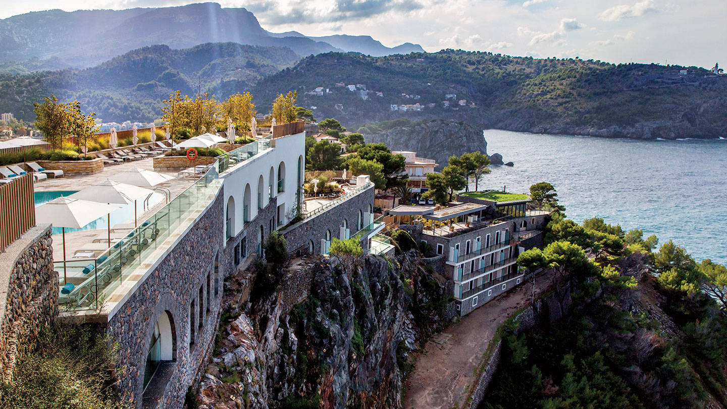 Cliffside aerial view of Jumeirah Port Soller Hotel & Spa
