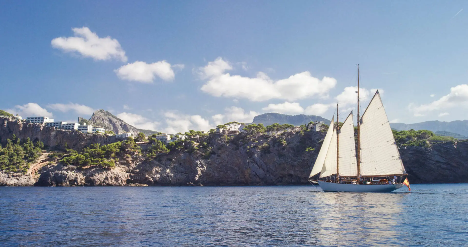 A big sailing boat off the coast of Port Soller