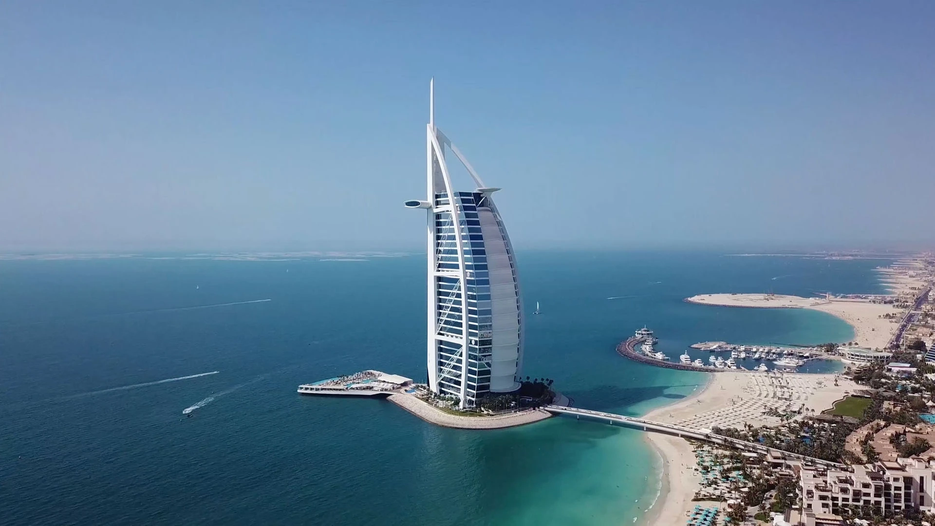 Burj Al Arab Jumeirah  Aerial at Daytime