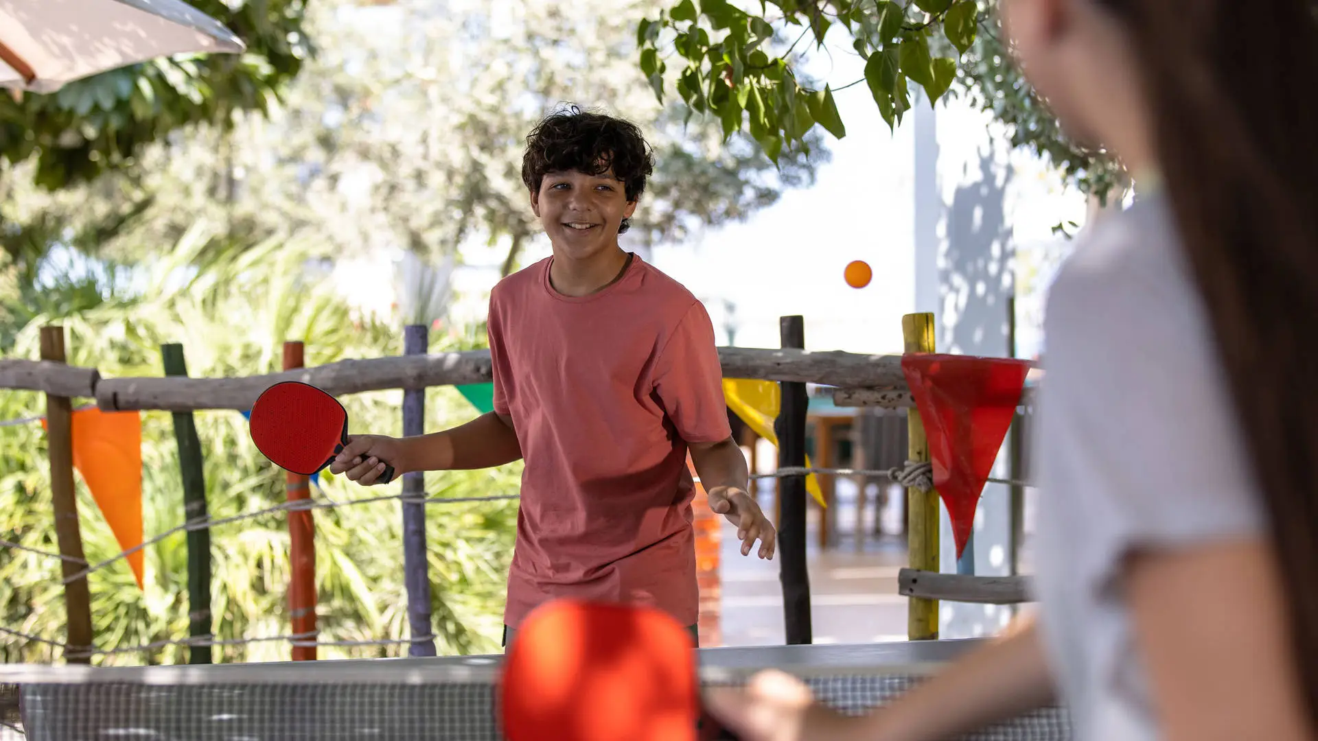 Kids playing table tennis at the Kids Club at Jumeirah Zabeel Saray