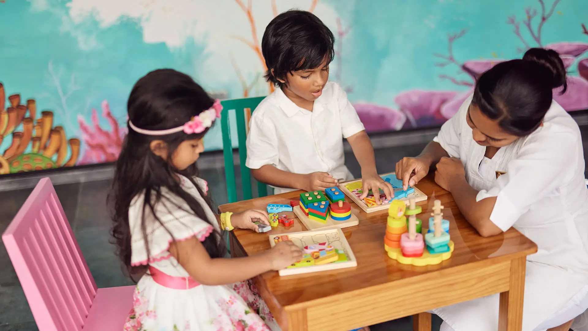 Kids playing at the Kids Club at Jumeirah Maldives Olhahali Island
