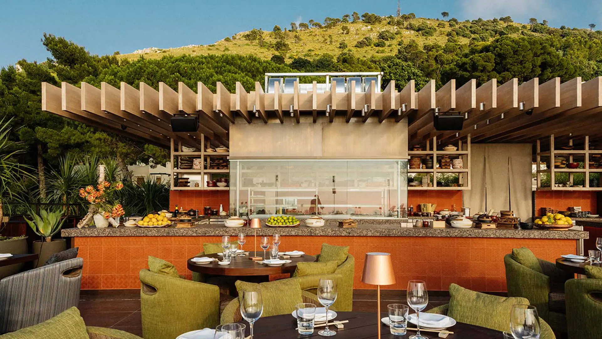 The outdoor terrace at Zuma Capri at Capri Palace Jumeirah in Italy