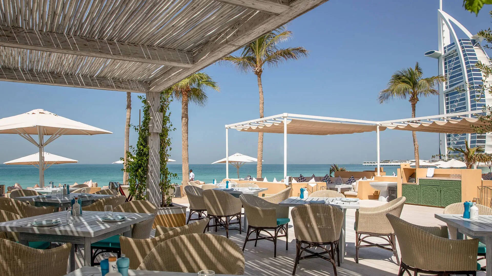 View of Burj Al Arab from Shimmers restaurant Jumeirah