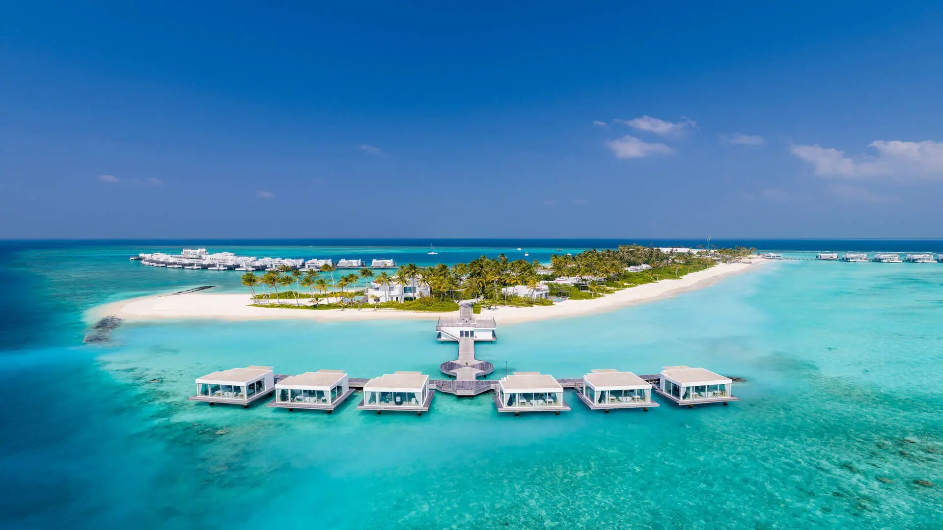 Aerial view of Jumeirah Maldives Olhahali Island