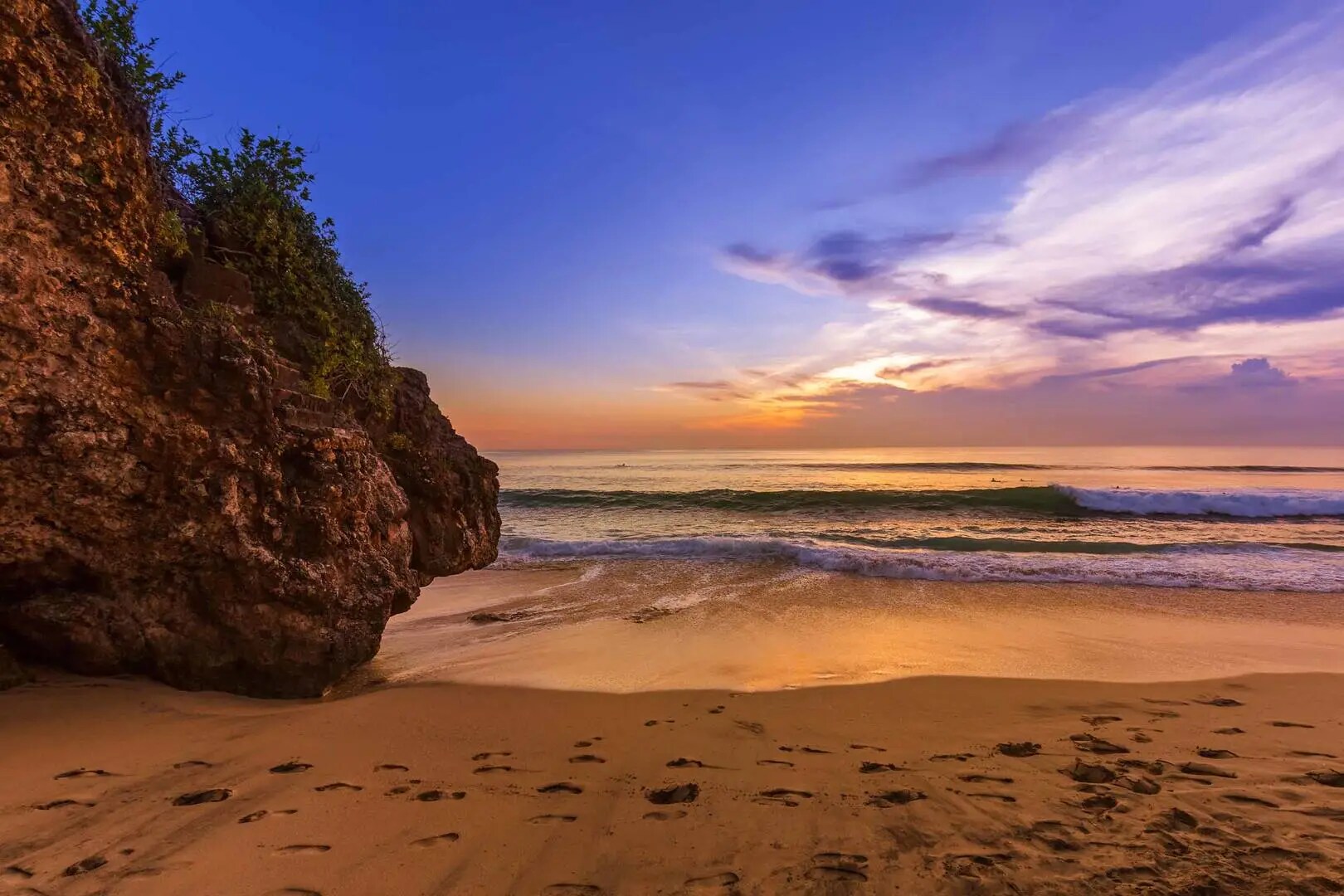 Dreamland beach at sunset